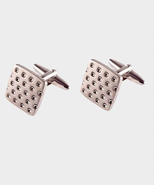 CUFFLINK BRUSHED DOTTED SQUAR